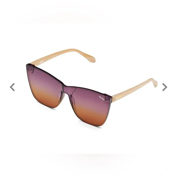 NEW- Quay COME THRU Women's Sunglasses Ivory / Purple To Orange - Picture 1 of 5